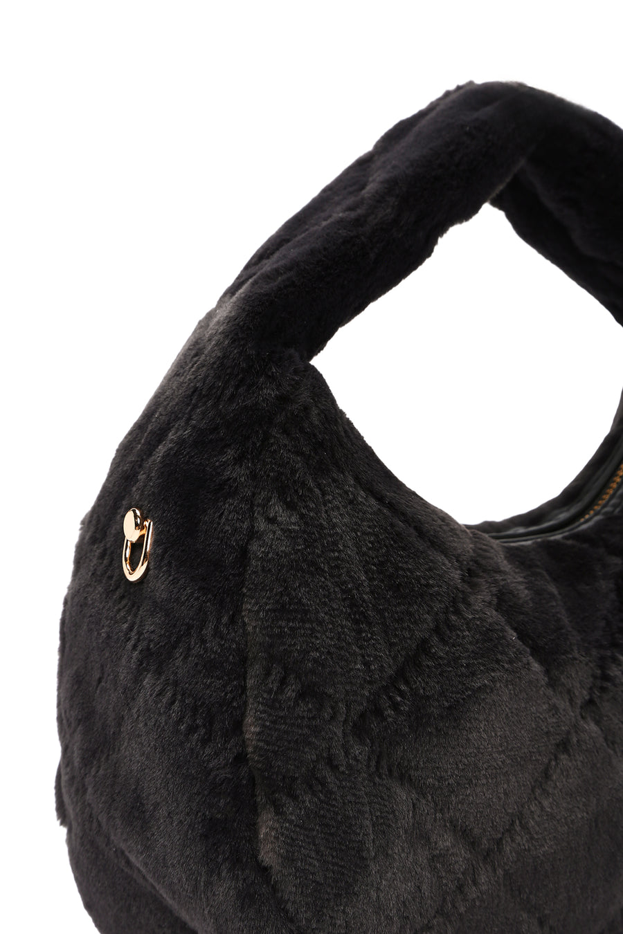Women's Gray Long Strap Plush Handbag