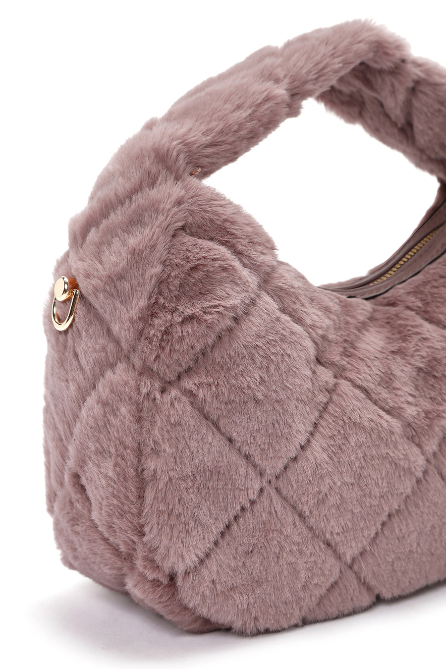 Women's Pink Long Strap Plush Handbag