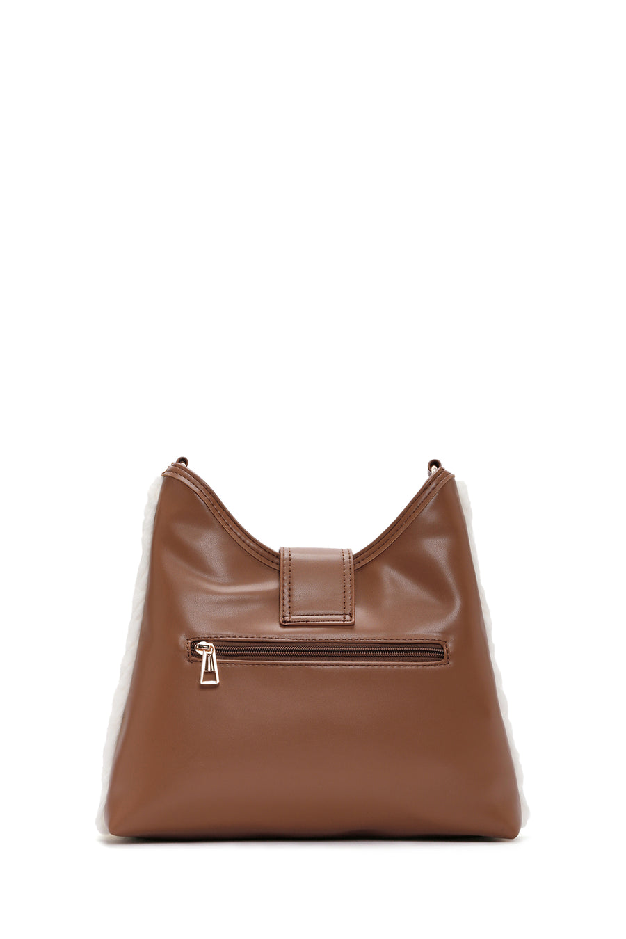 Women's Brown Long Strap Plush Handbag