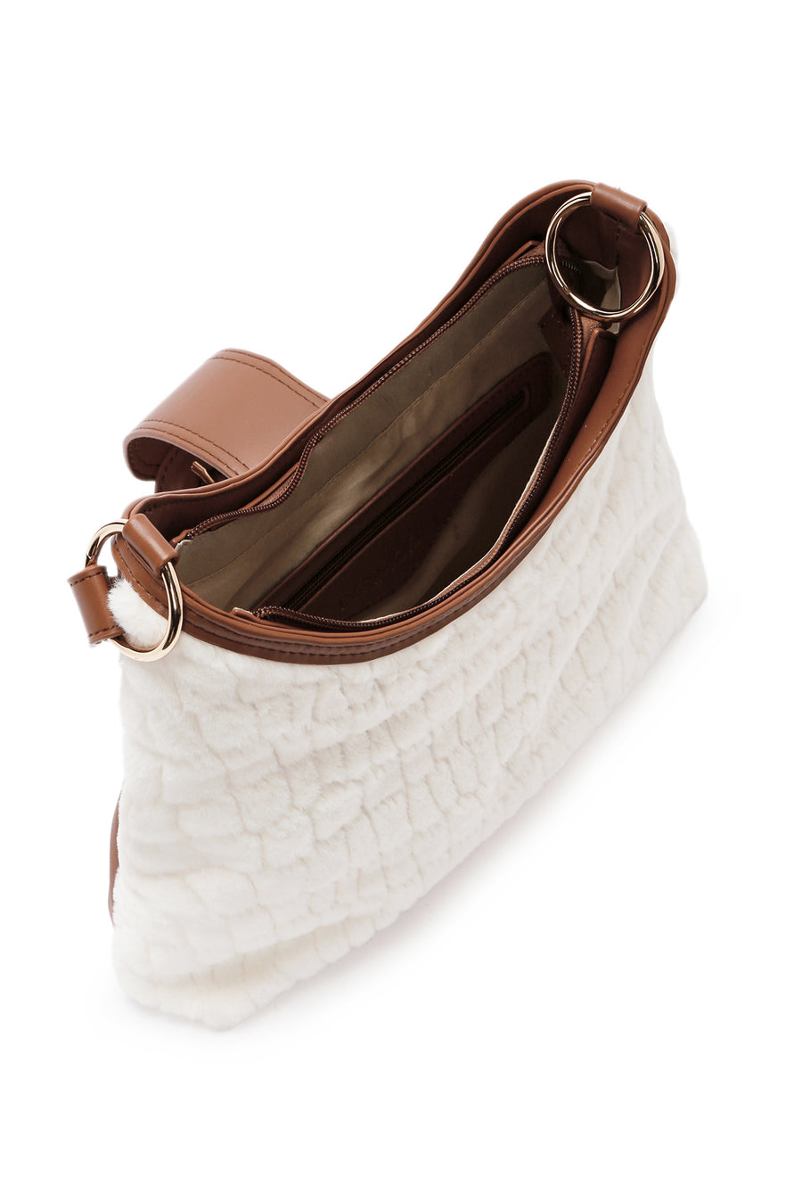 Women's Brown Long Strap Plush Handbag