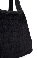 Women's Black Long Strap Plush Handbag | Derimod