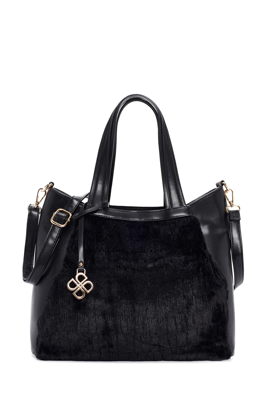 Women's Black Long Strap Plush Handbag 23WBD2656PH | Derimod
