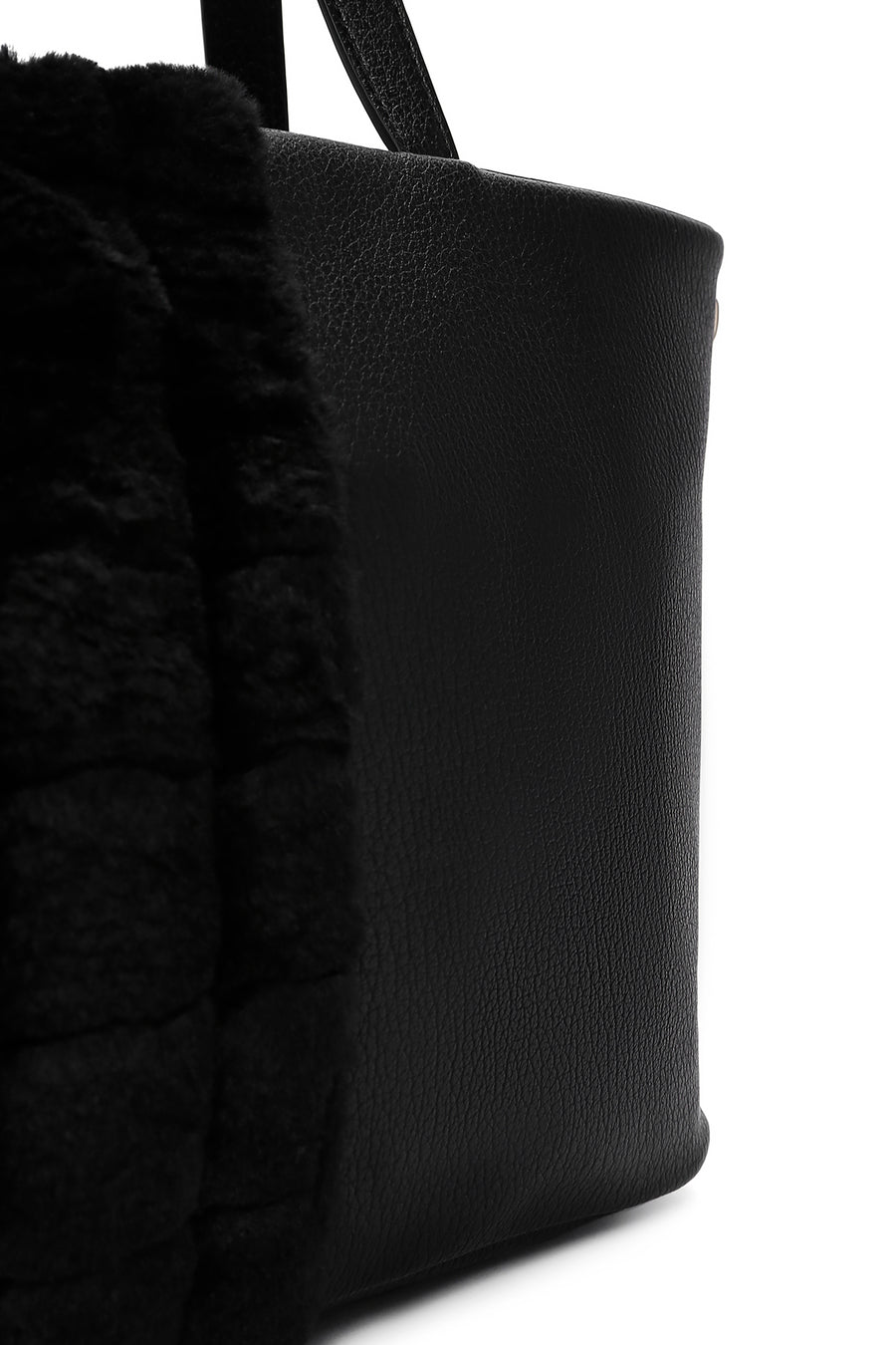 Women's Black Long Strap Plush Handbag