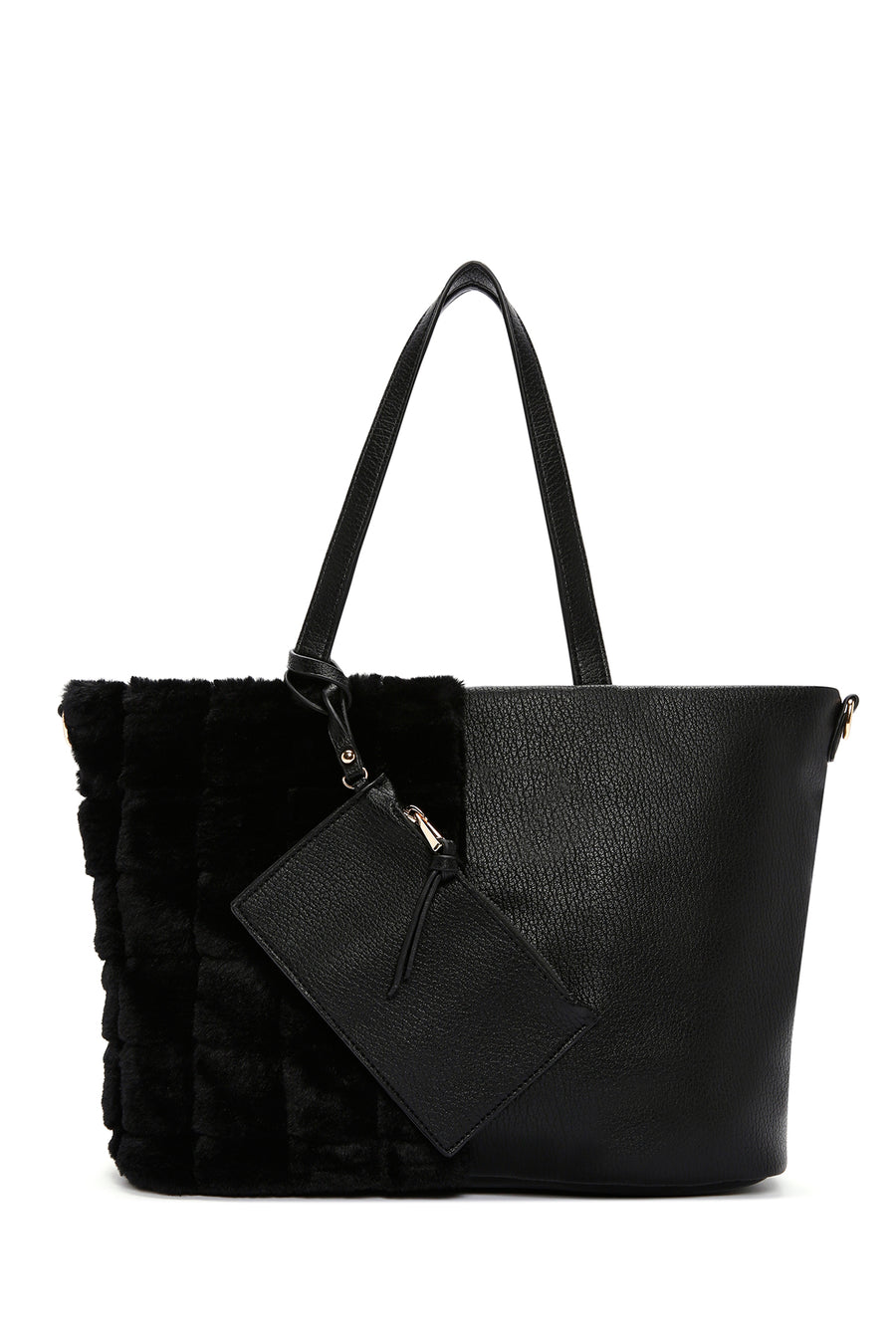 Women's Black Long Strap Plush Handbag