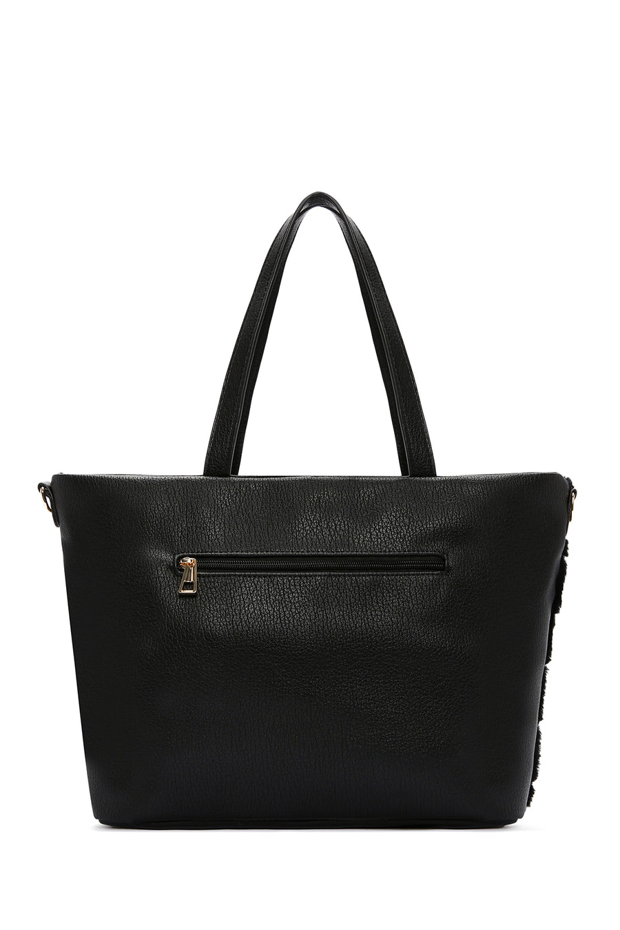 Women's Black Long Strap Plush Handbag
