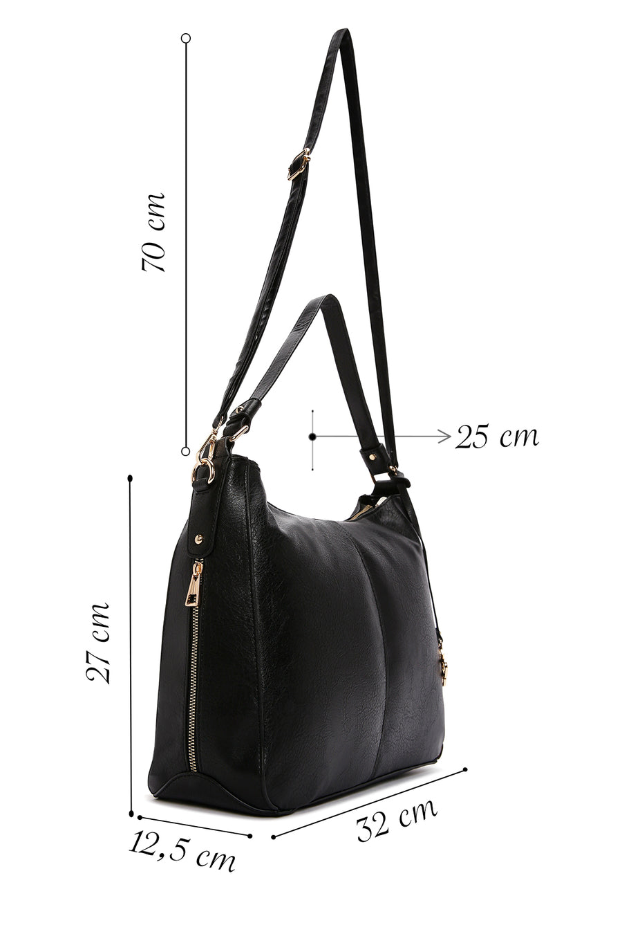 Women's Black Long Strap Shoulder Bag