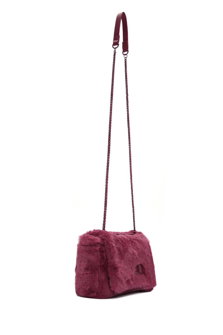Kadın Bordo Uzun Askılı Peluş Çapraz Çanta