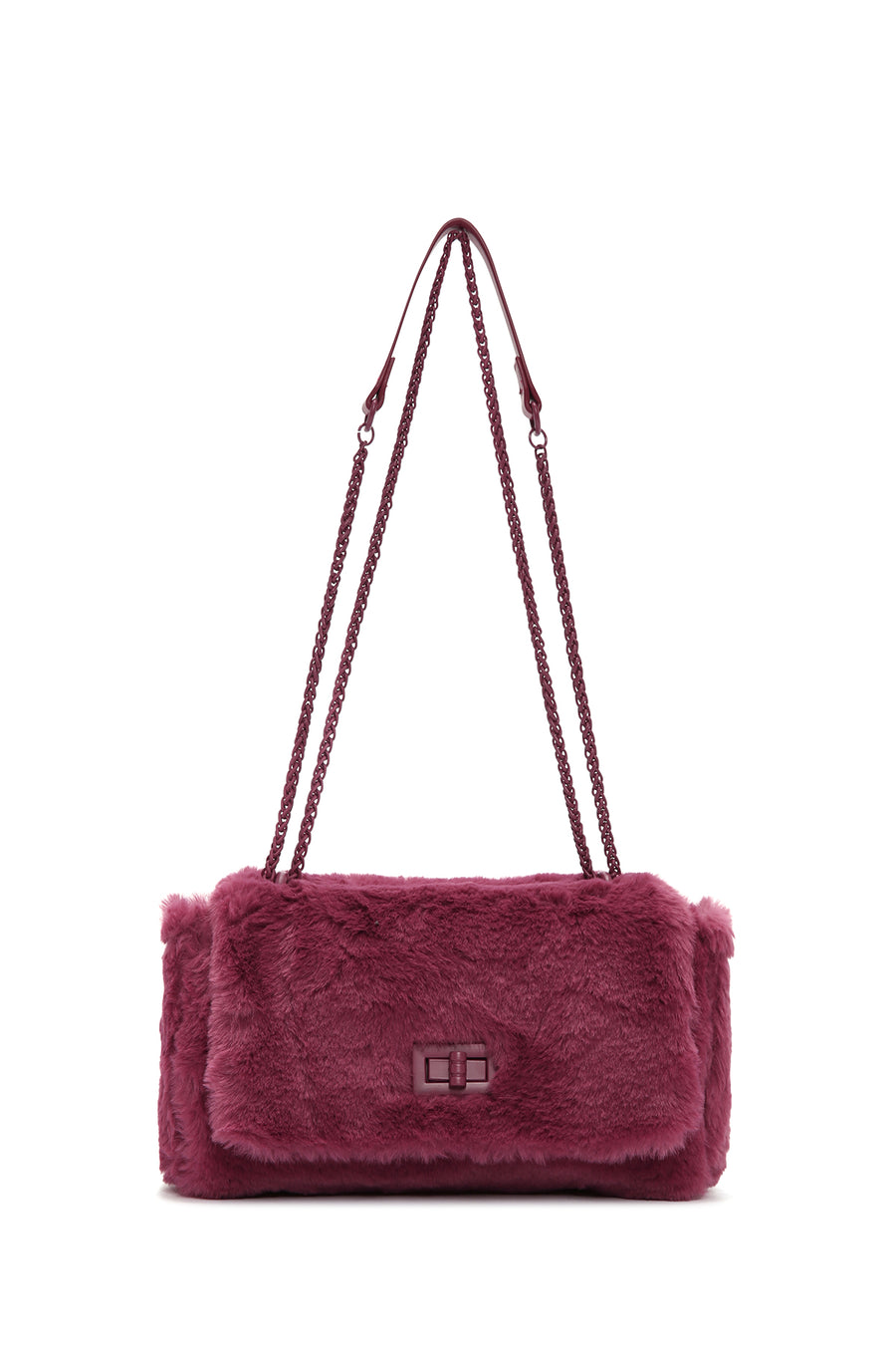 Kadın Bordo Uzun Askılı Peluş Çapraz Çanta