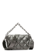 Kadın Gri Uzun Askılı Kapitone Çapraz Çanta | Derimod