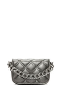 Kadın Gri Uzun Askılı Kapitone Çapraz Çanta | Derimod