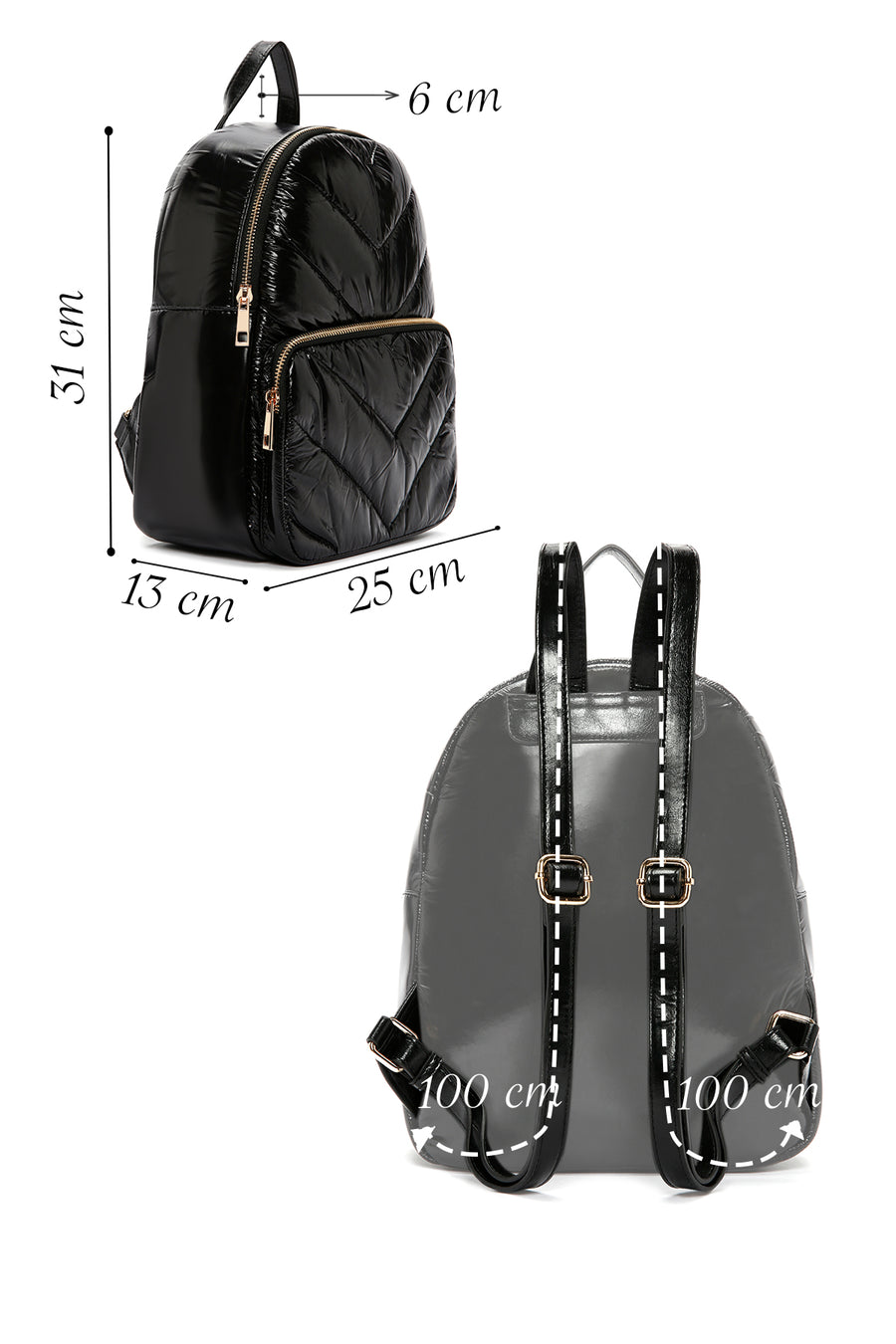 Women's Black Quilted Backpack
