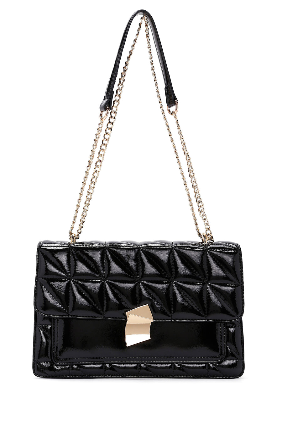 Women's Black Long Strap Quilted Handbag