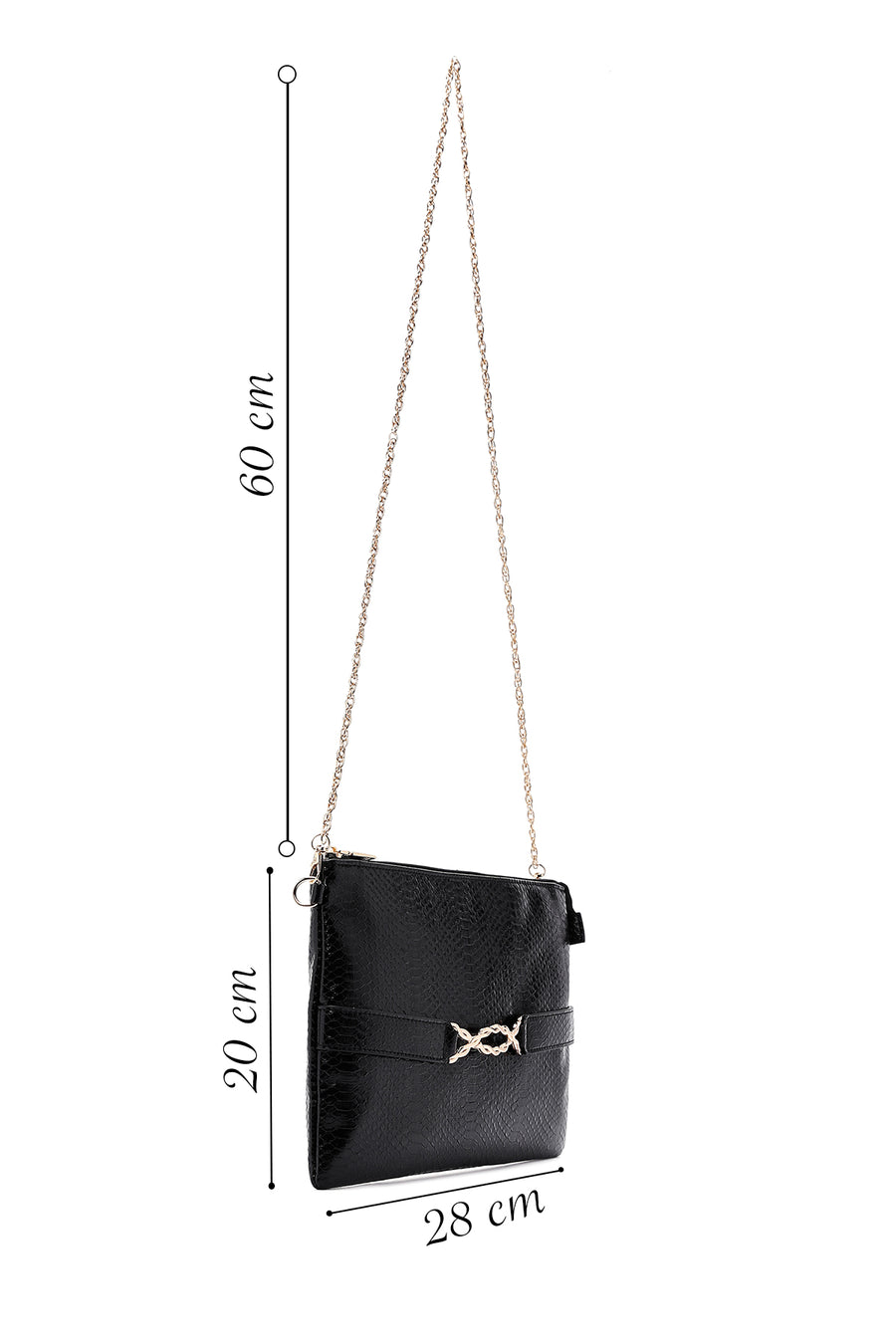 Women's Black Long Chain Strap Clutch Bag