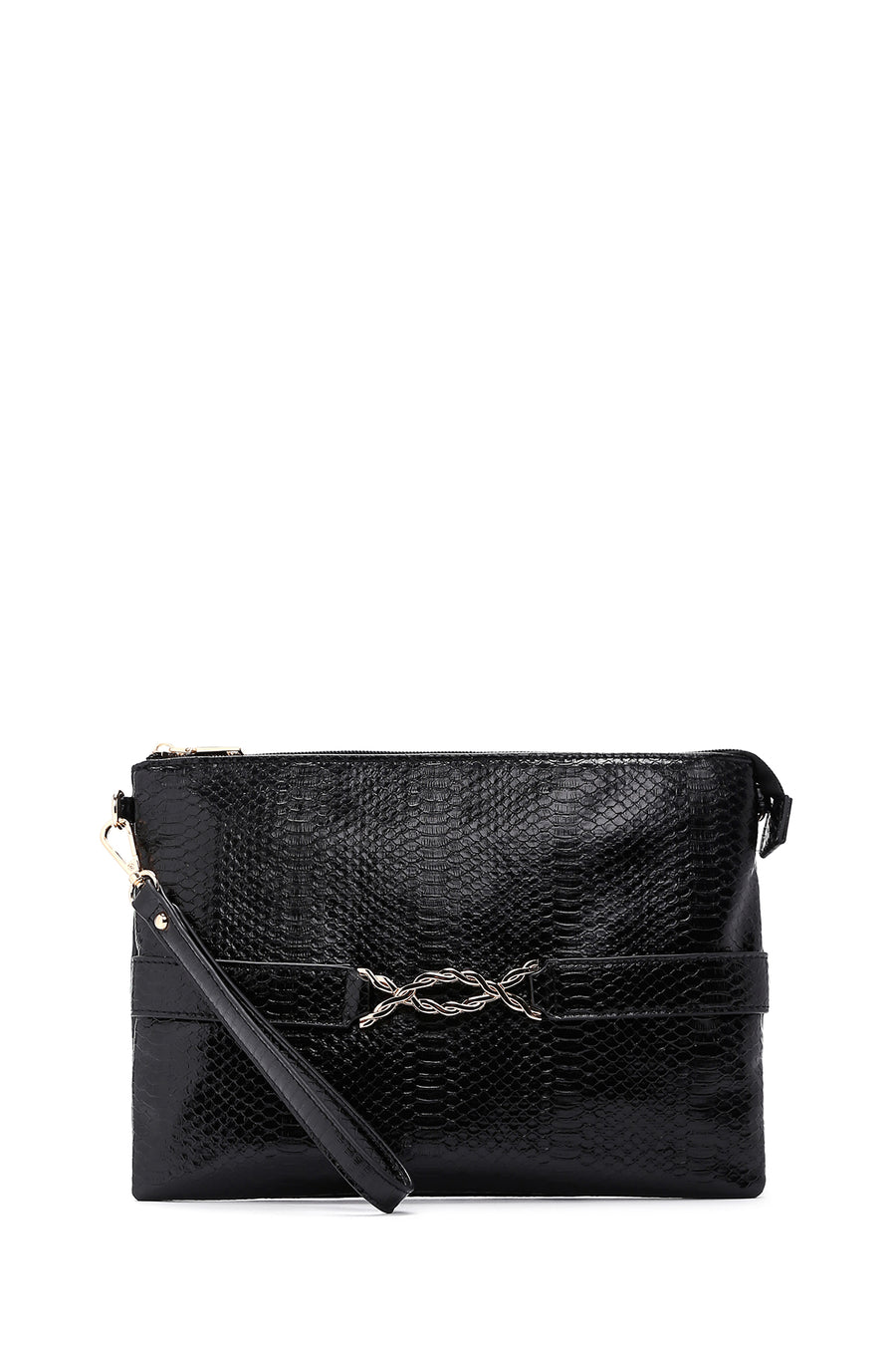 Women's Black Long Chain Strap Clutch Bag