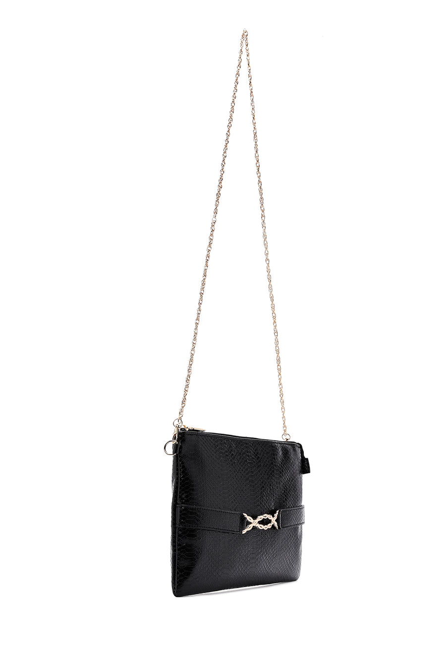 Women's Black Long Chain Strap Clutch Bag