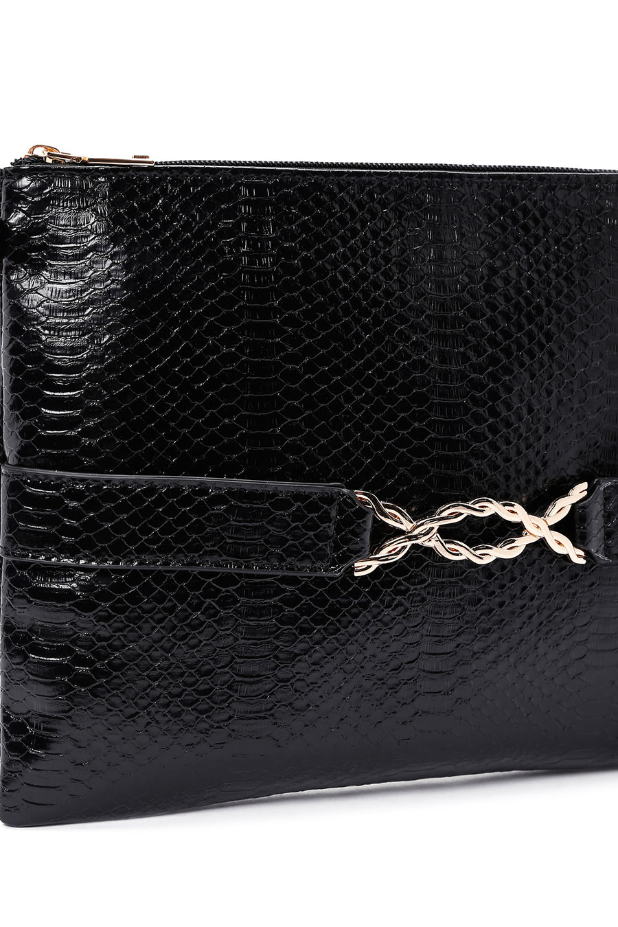 Women's Black Long Chain Strap Clutch Bag