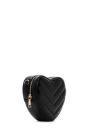 Kadın Siyah Kalp Temalı Kapitone Çapraz Çanta | Derimod