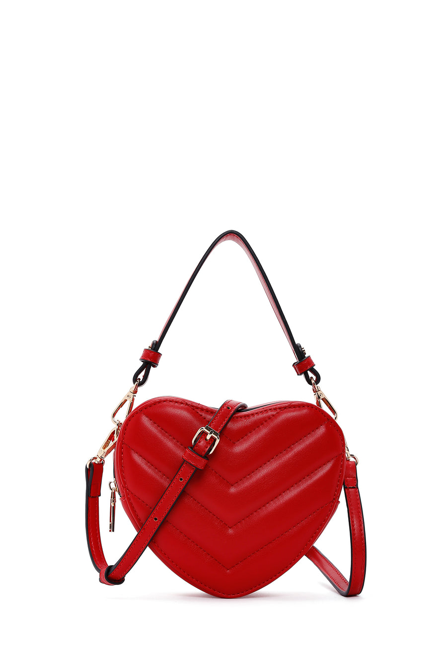 Women's Red Heart Themed Quilted Crossbody Bag 23WBD2820KP | Derimod