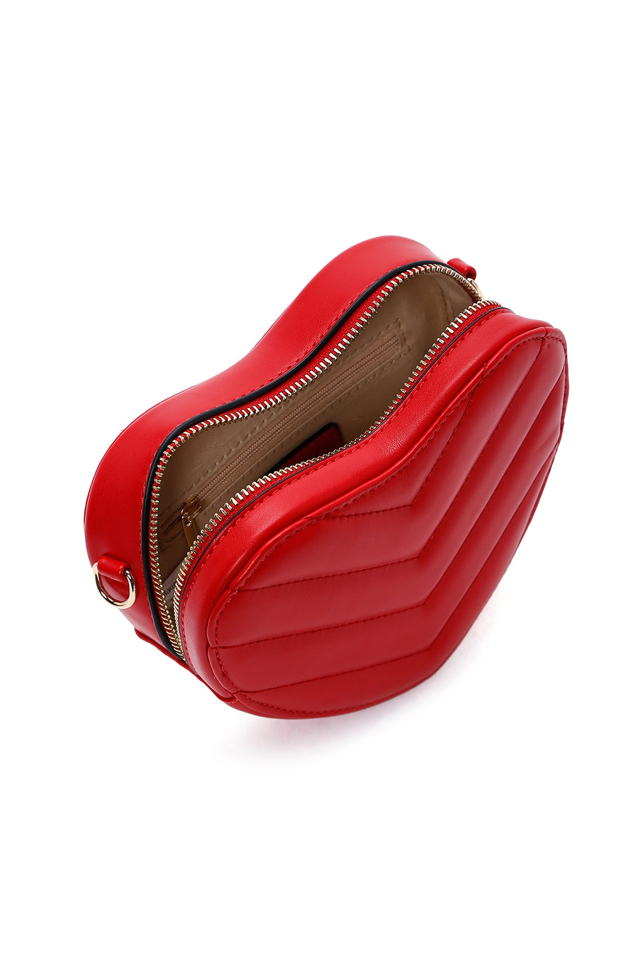 Women's Red Heart Themed Quilted Crossbody Bag