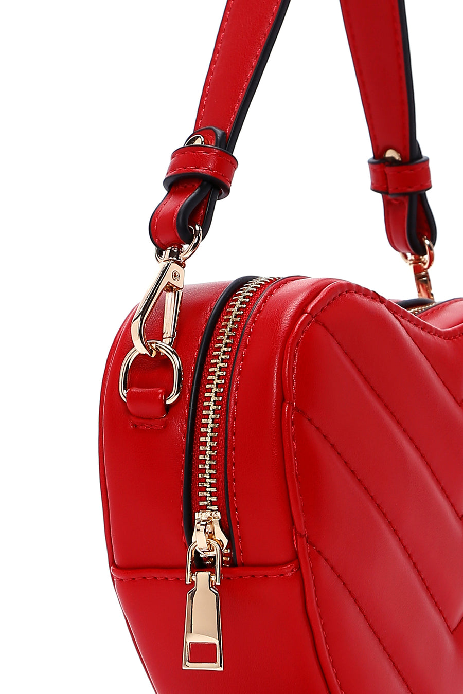 Women's Red Heart Themed Quilted Crossbody Bag