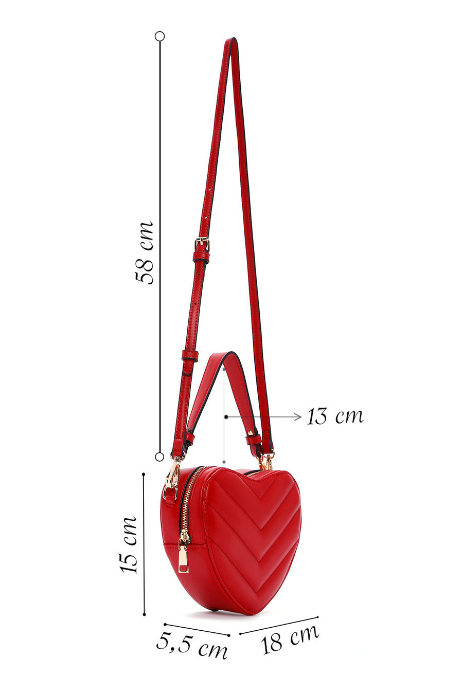 Women's Red Heart Themed Quilted Crossbody Bag