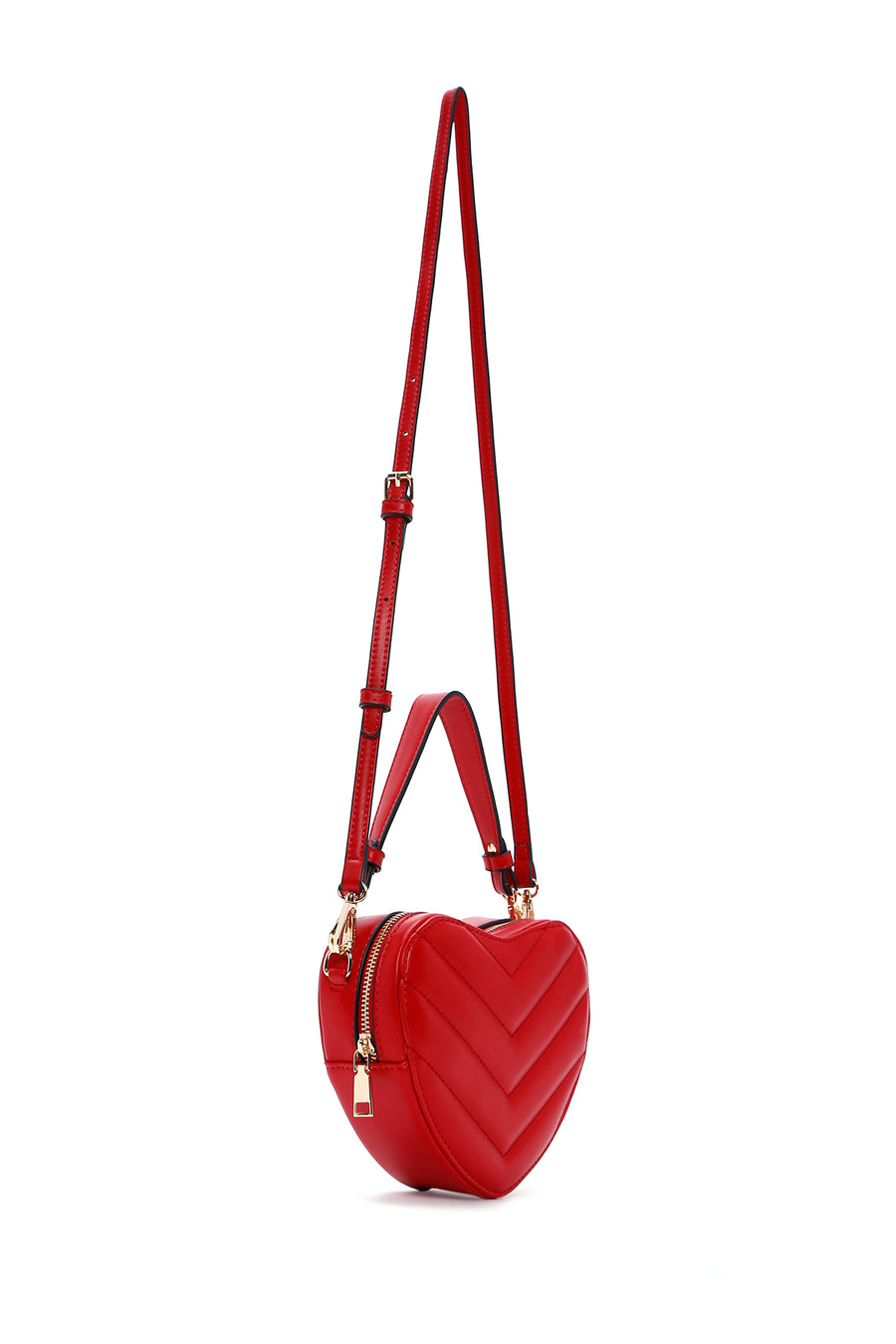 Women's Red Heart Themed Quilted Crossbody Bag
