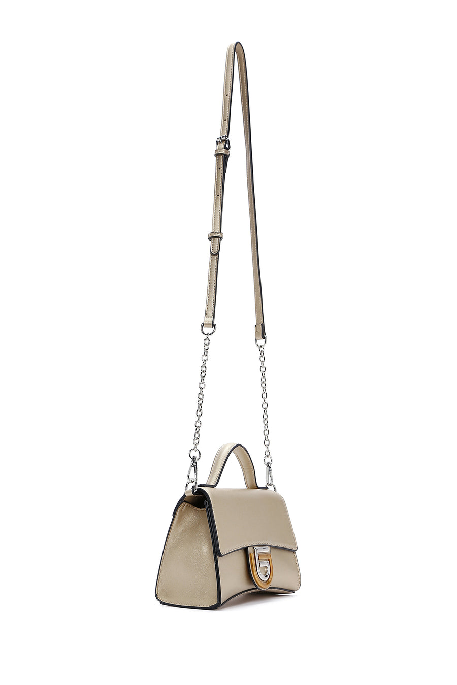 Women's Gold Long Strap Clutch Bag