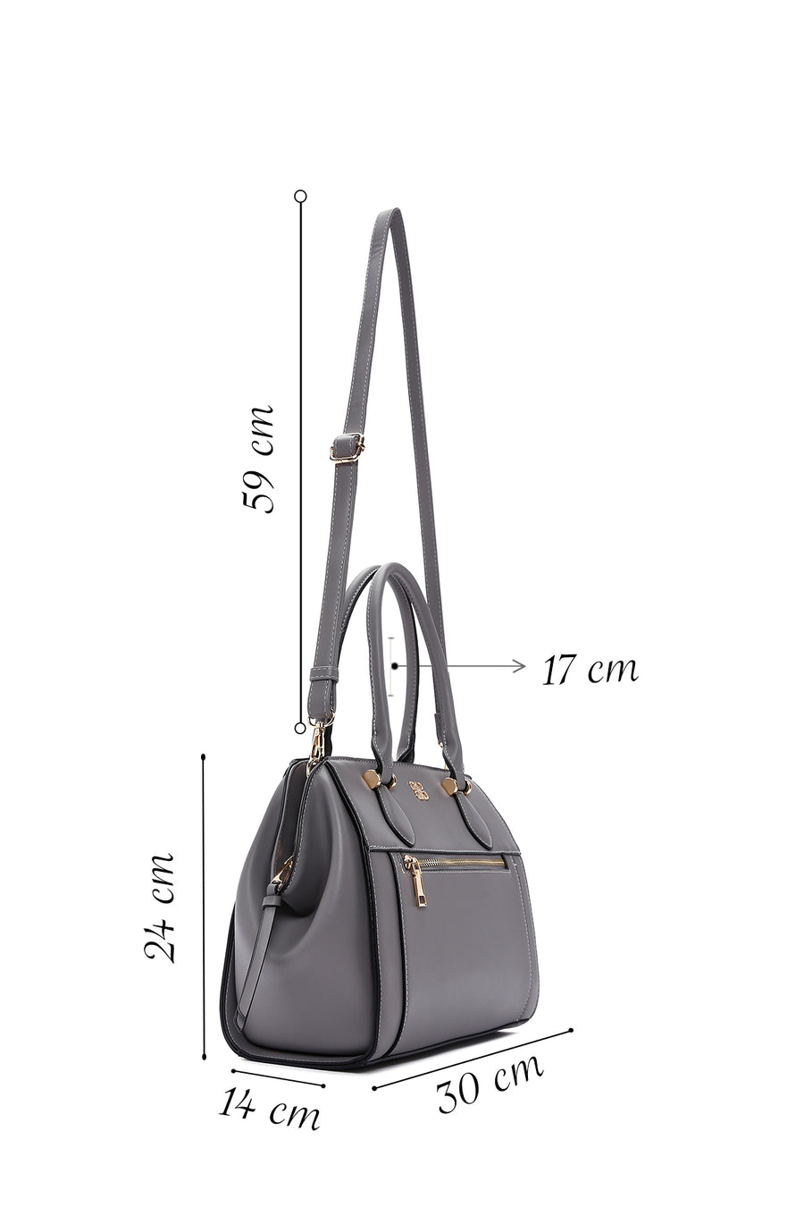 Women's Gray Long Strap Shoulder Bag