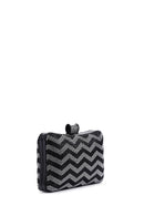 Women's Black Silver Long Chain Strap Stone Handbag | Derimod