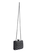 Women's Black Silver Long Chain Strap Stone Handbag | Derimod