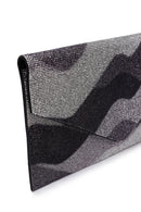 Women's Black Gray Long Chain Strap Stoned Clutch Bag | Derimod