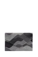 Women's Black Gray Long Chain Strap Stoned Clutch Bag | Derimod
