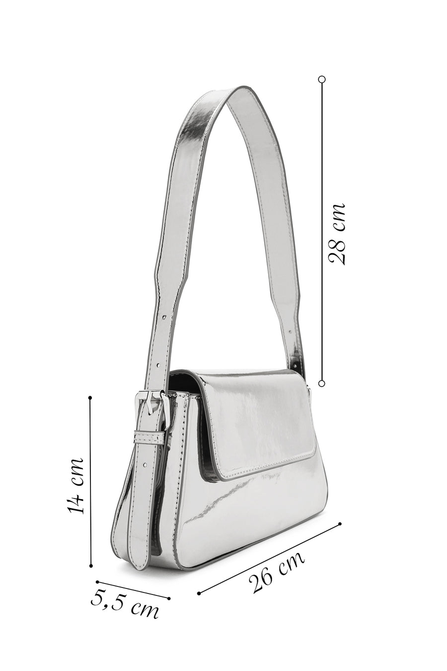 Women's Silver Metallic Shoulder Bag
