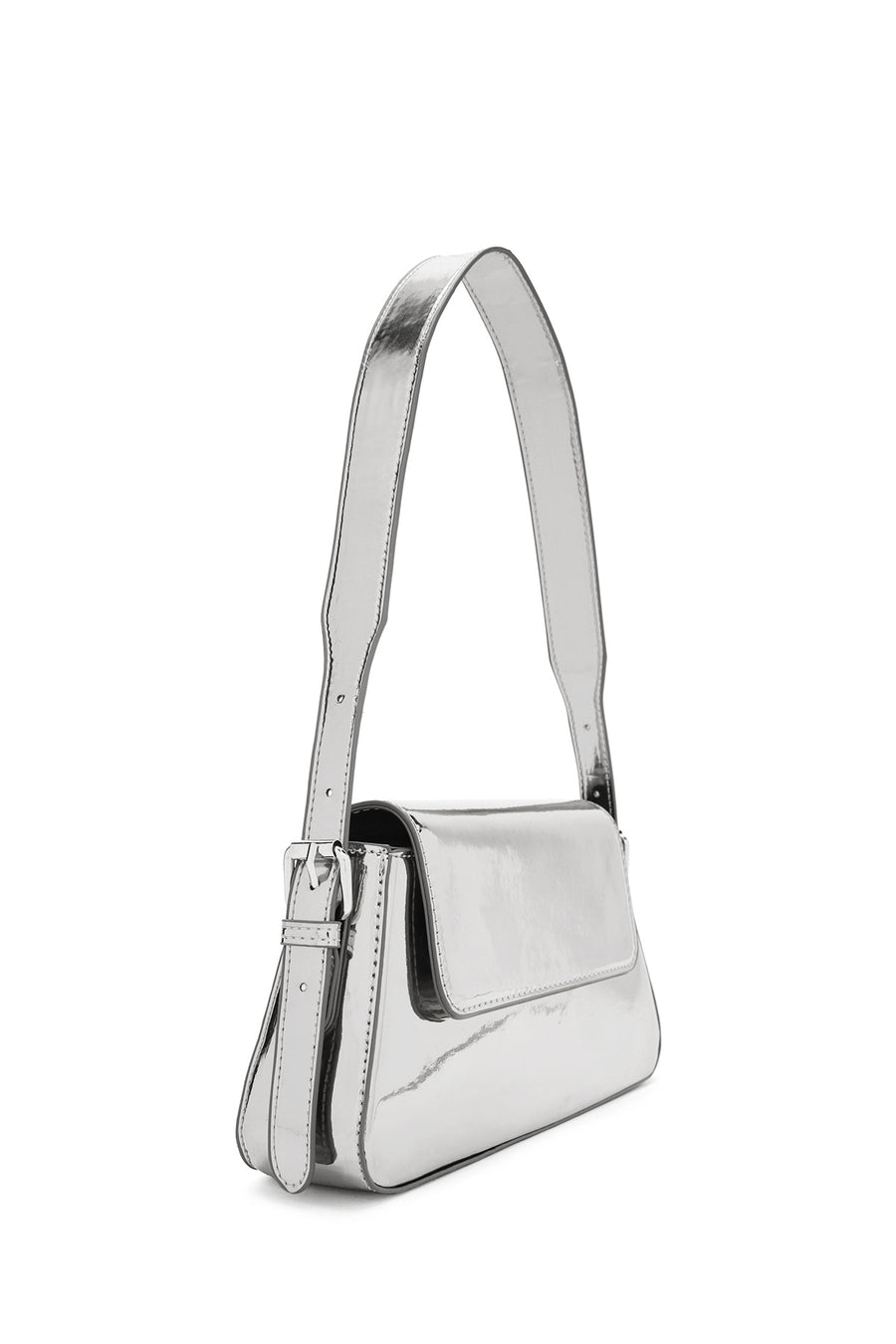 Women's Silver Metallic Shoulder Bag