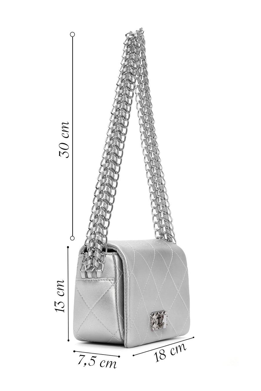 Women's Silver Long Strap Clutch Bag