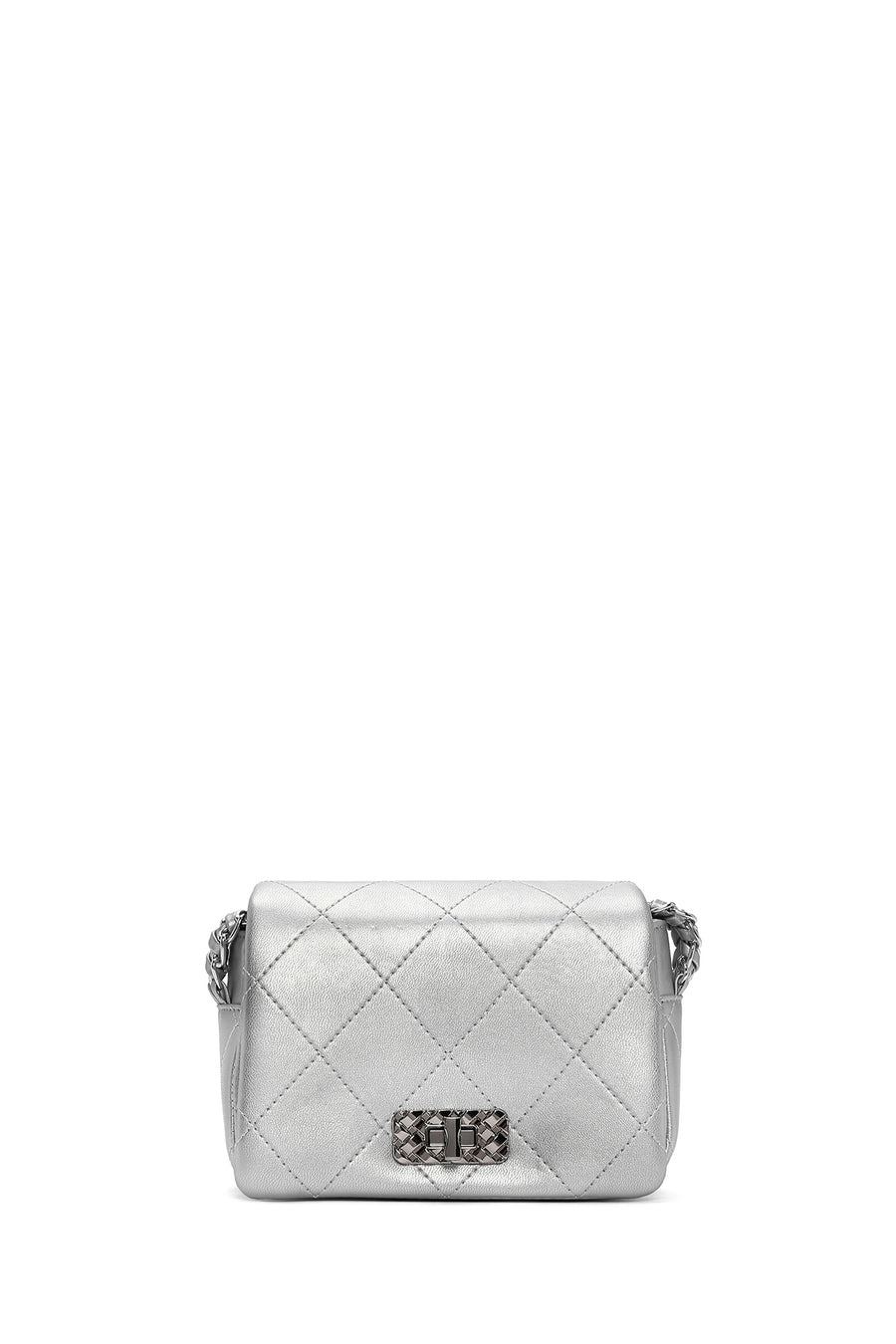 Women's Silver Long Strap Clutch Bag