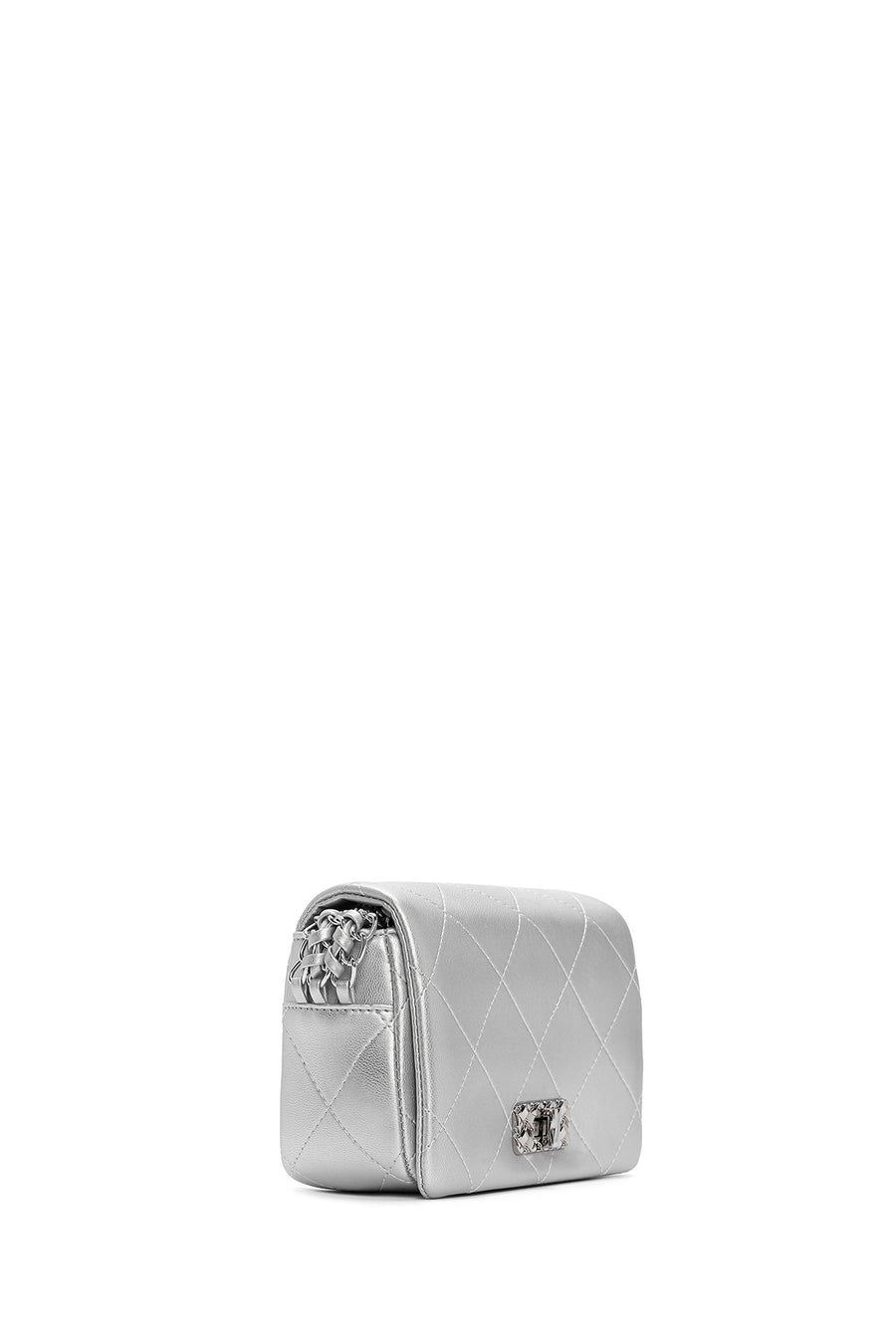 Women's Silver Long Strap Clutch Bag