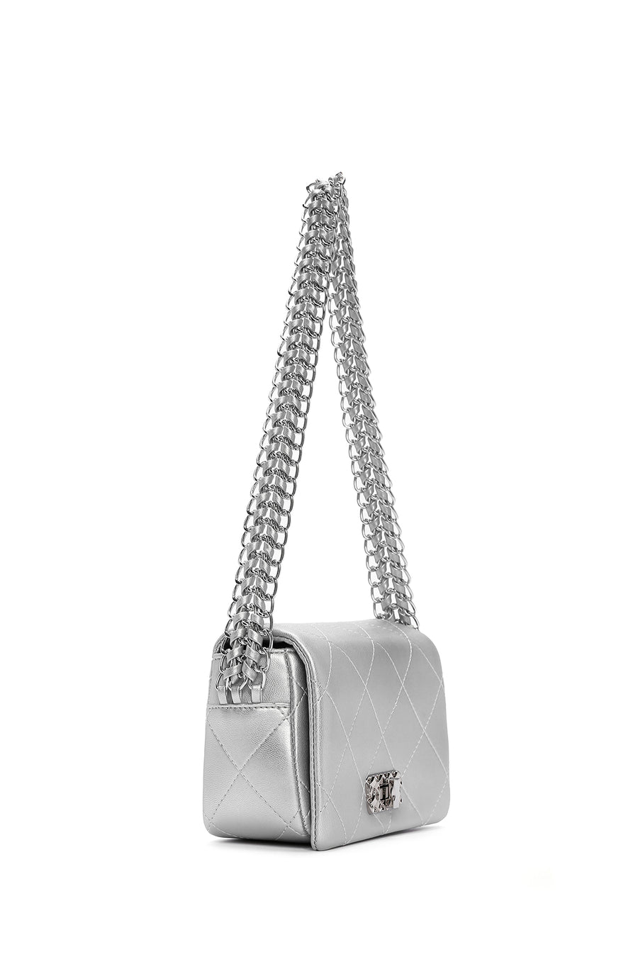 Women's Silver Long Strap Clutch Bag