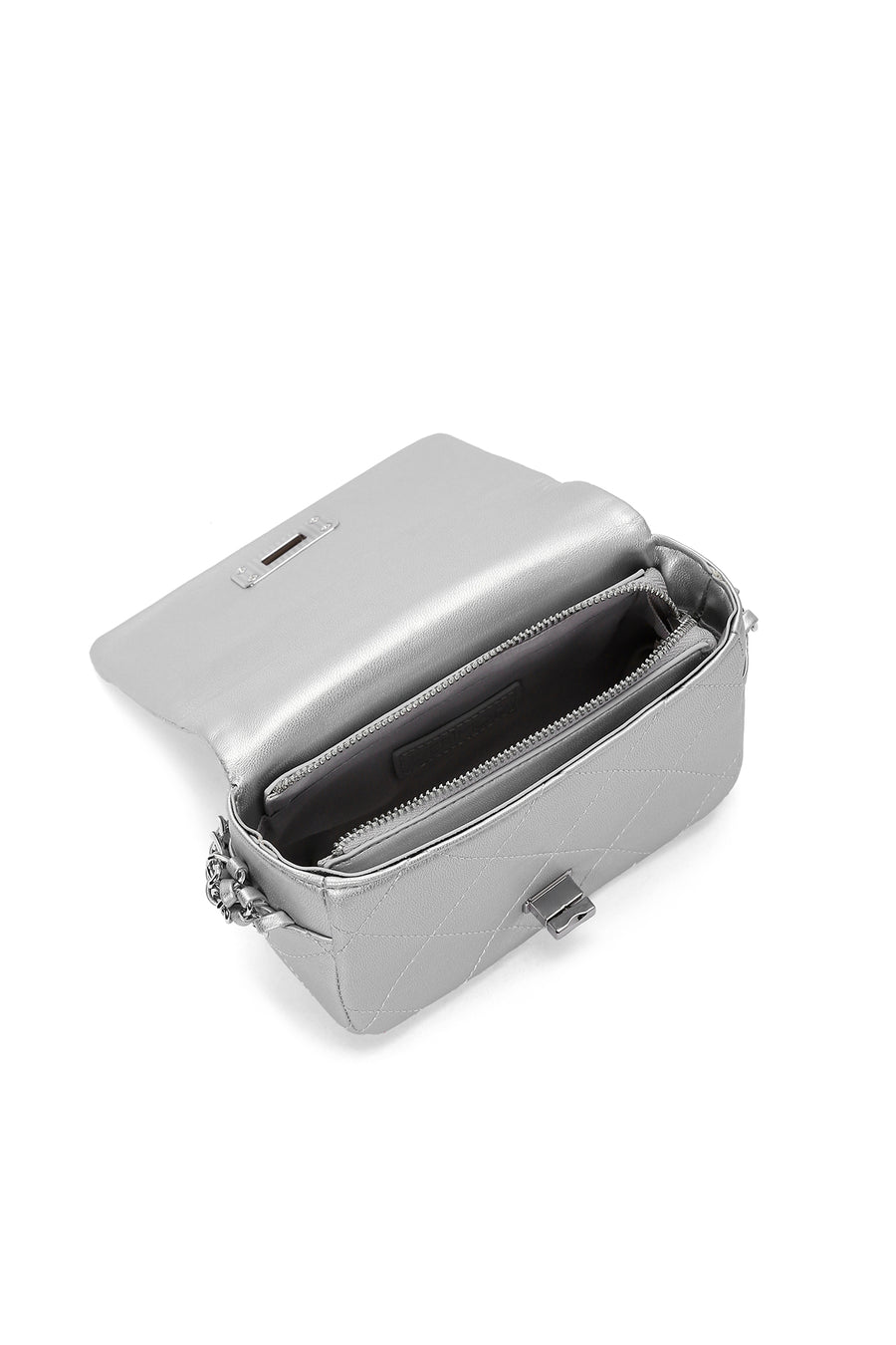 Women's Silver Long Strap Clutch Bag