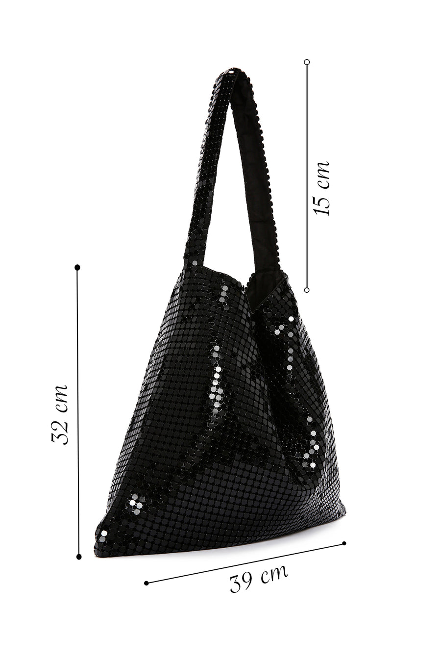Women's Black Metal Patterned Shoulder Bag