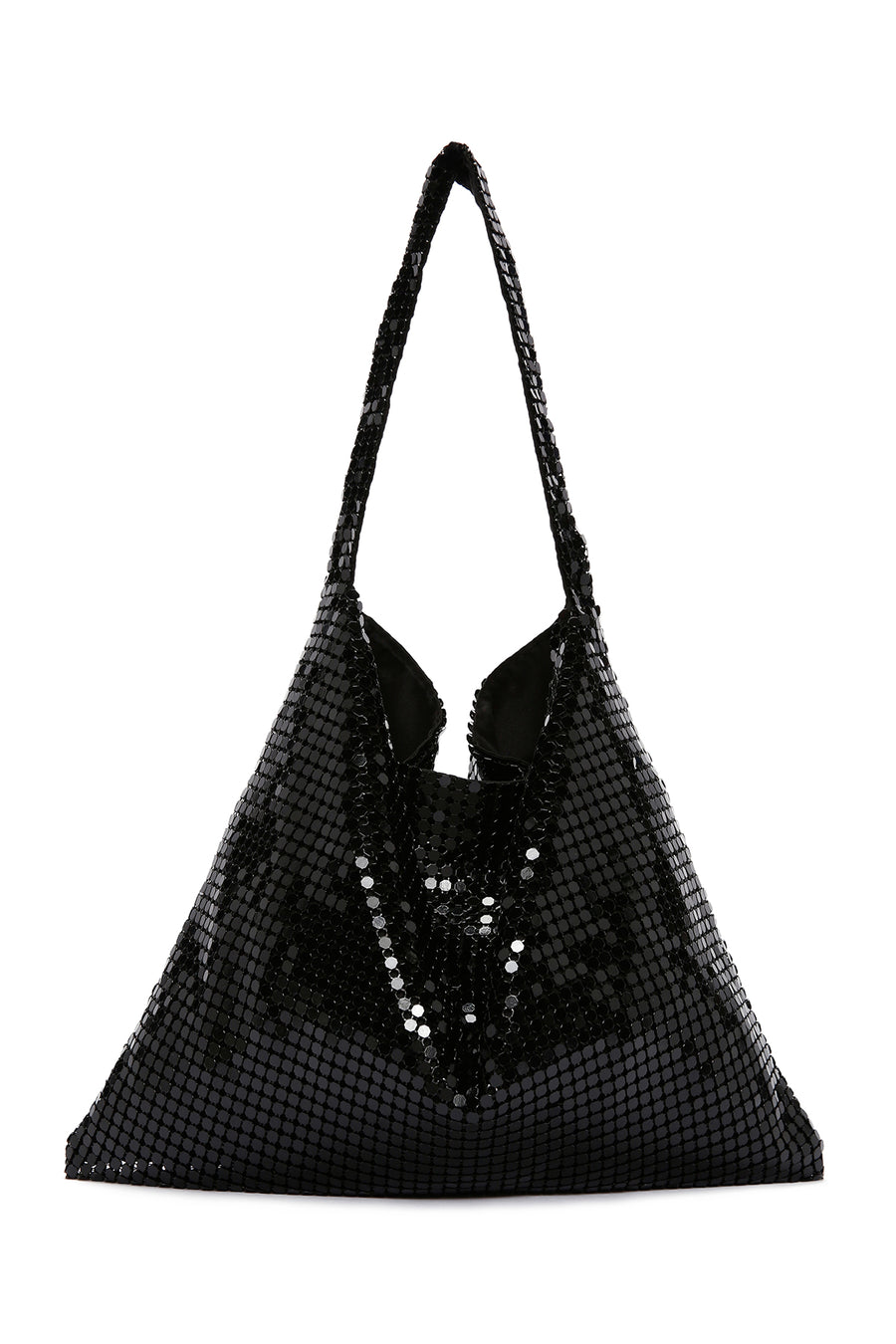 Women's Black Metal Patterned Shoulder Bag