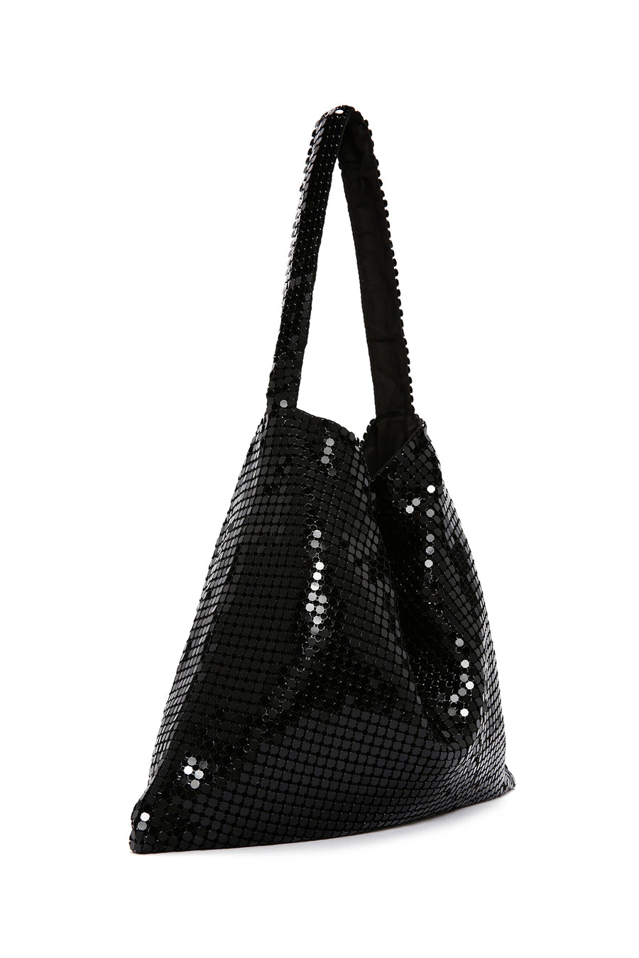 Women's Black Metal Patterned Shoulder Bag