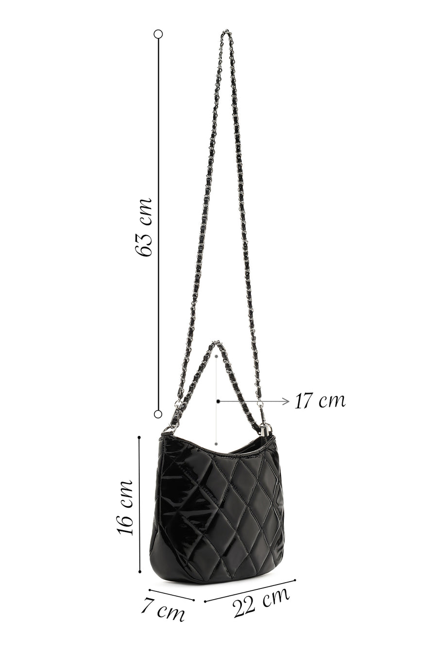 Women's Black Long Strap Quilted Handbag