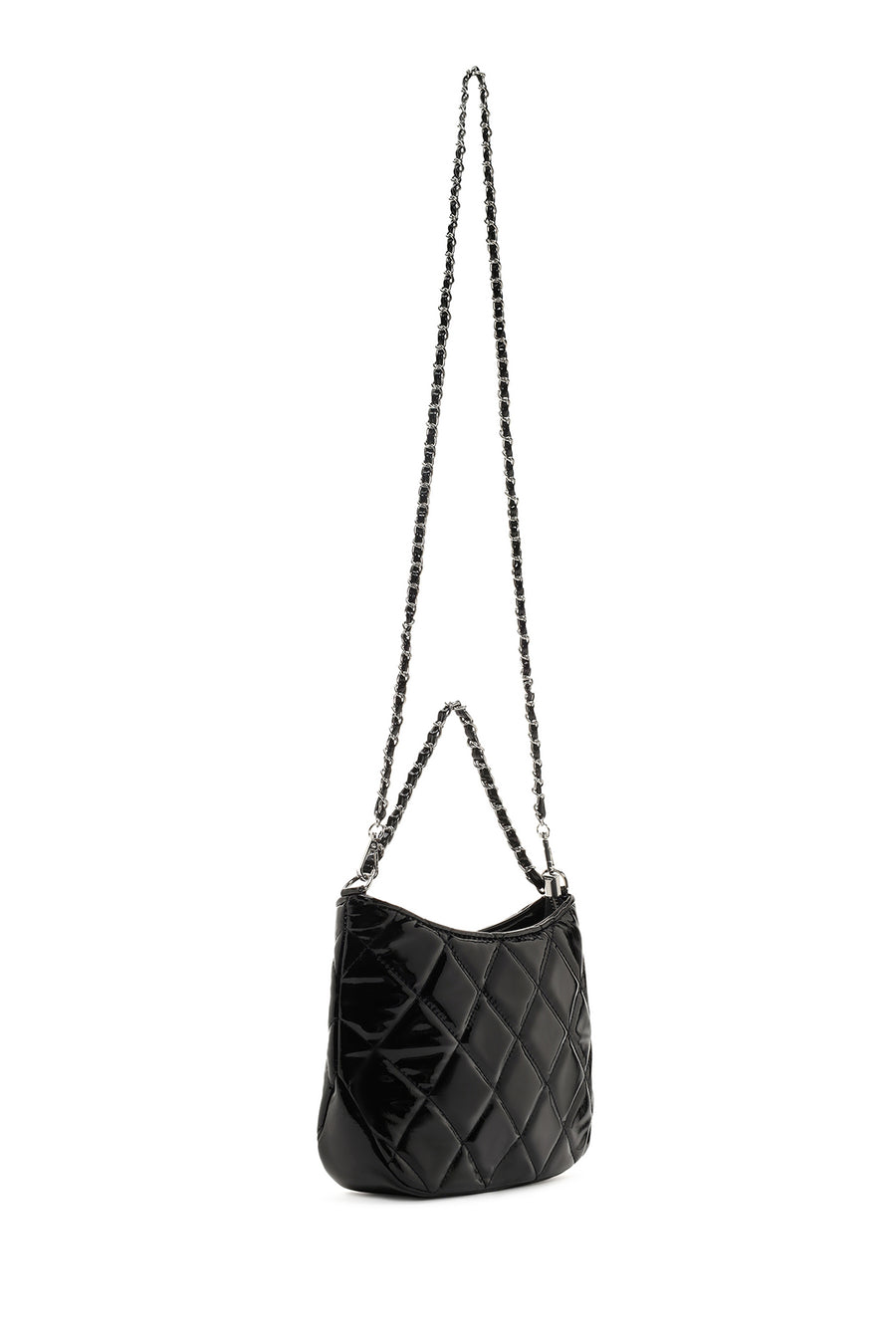 Women's Black Long Strap Quilted Handbag