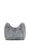 Women's Gray Long Chain Strap Plush Handbag | Derimod