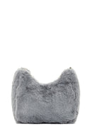 Women's Gray Long Chain Strap Plush Handbag | Derimod