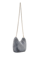 Women's Gray Long Chain Strap Plush Handbag | Derimod