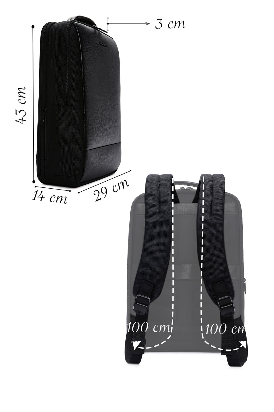 D-Pack Unisex Black Technological Backpack