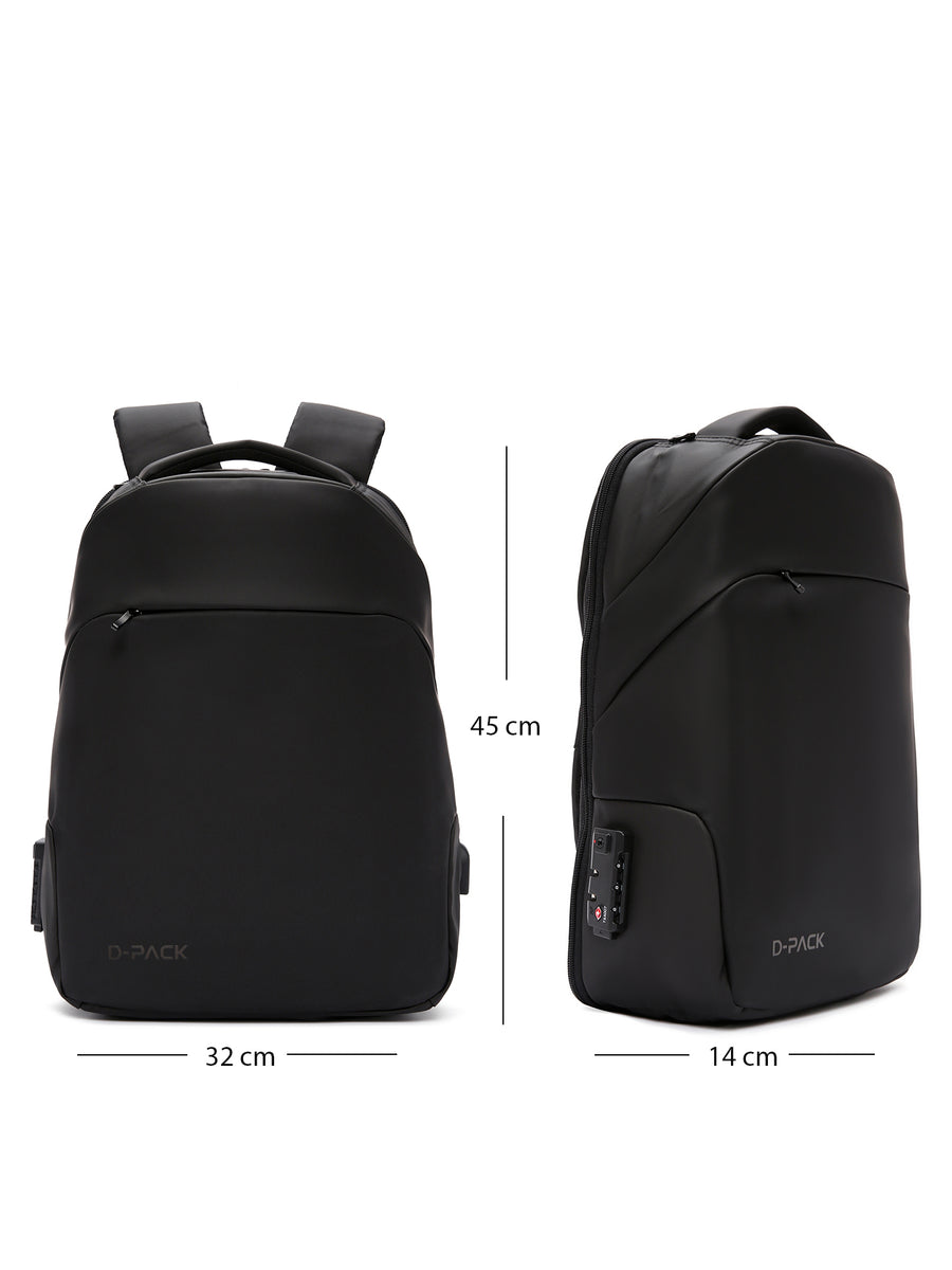 D-Pack Unisex Black Technological Backpack