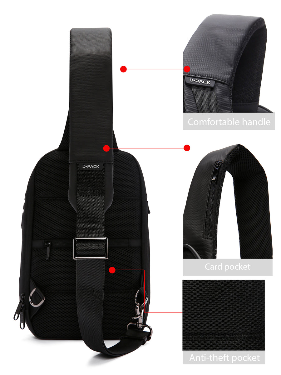 D-Pack Erkek Siyah Teknolojik Çapraz Çanta